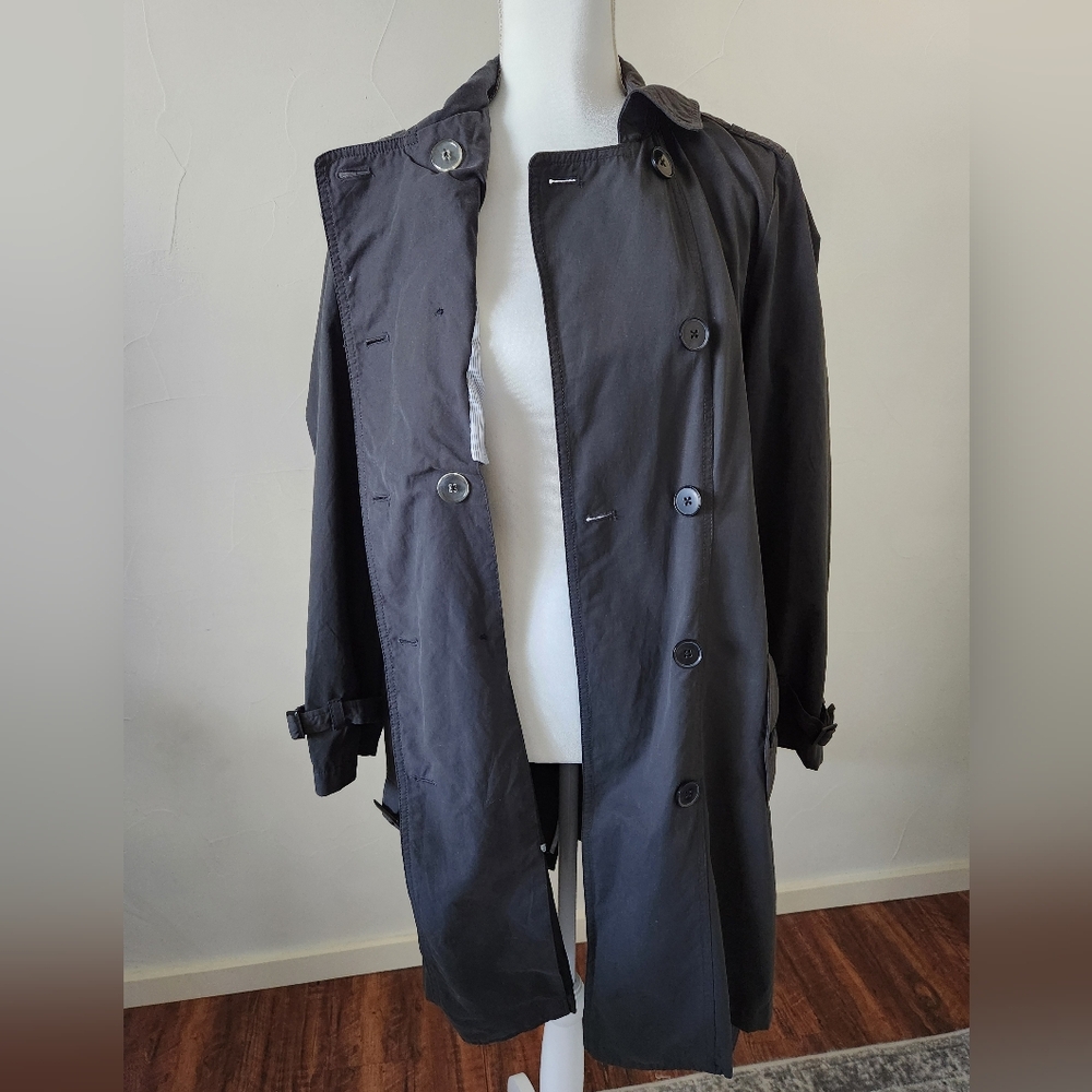 Classic Women's Double-Breasted Trench Coat - Charcoal - Picture 5 of 8